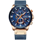 Relógio Couro Curren Masculino - Casual Style Watch relógio 044 AmploTech Azul/Rosê