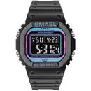 Relógio SMAEL Clássico 1801 - Classic Watich relógio 025 AmploTech Preto Detalhe Roxo e Azul Claro