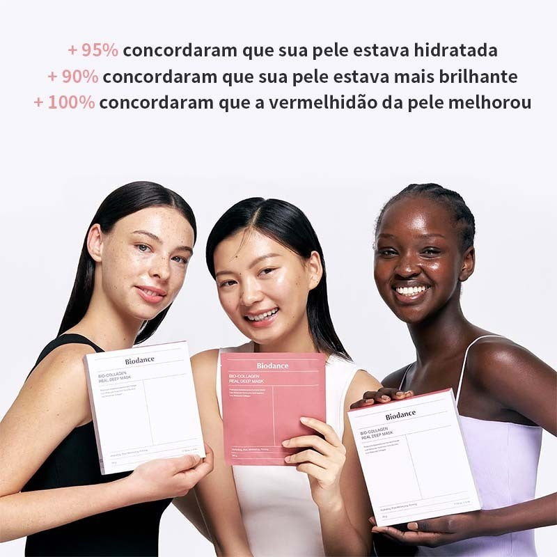 Máscara Facial Coreana | Colágeno Puro | Hidratação Profunda | Anti-Idade