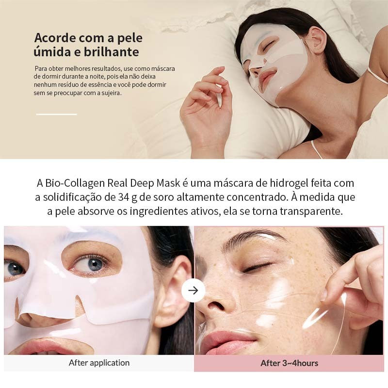 Máscara Facial Coreana | Colágeno Puro | Hidratação Profunda | Anti-Idade